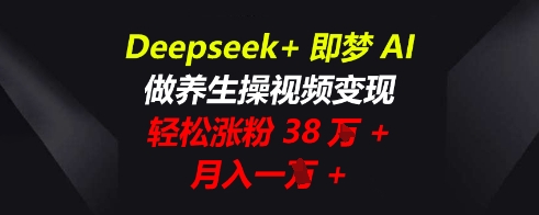 Deepseek+即梦AI，做养生操视频变现，轻松涨粉38W+，月入一W+-青年云网创—高质量项目商城