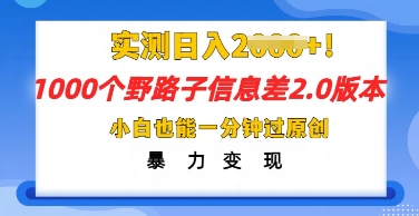 2025抖音1000个野路子信息差最新玩法，一分钟过原创，暴力变现月入几k-青年云网创—高质量项目商城