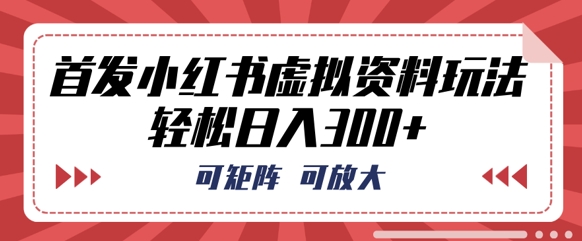 首发小红书虚拟资料玩法，可矩阵，可放大，轻松日入3张-青年云网创—高质量项目商城