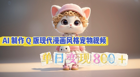 AI制作Q版现代漫画风格宠物视频，单日变现几张-青年云网创—高质量项目商城