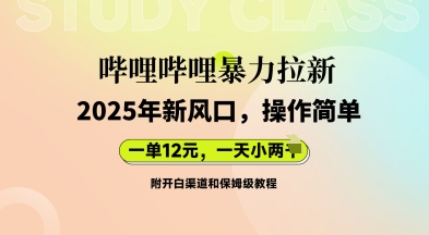 哔哩哔哩暴力拉新：2025年新风口，一单12元，一天数张(附开白渠道和保姆级教程)-青年云网创—高质量项目商城